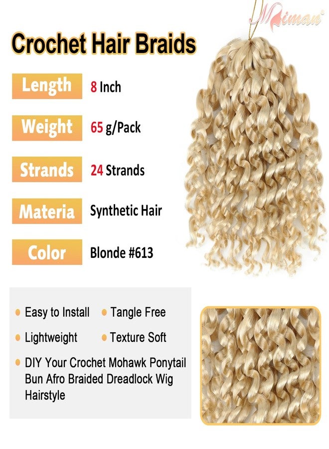 MIMAN 5 Packs 8 Inch Short Jamaican Bounce Crochet Hair Braids Synthetic Light Blonde Beach Curl Ocean Wave Crochet Braiding Hair Extention for Black Women DIY Mohawk Braided Bun Ponytail Hairstyle - Image 2